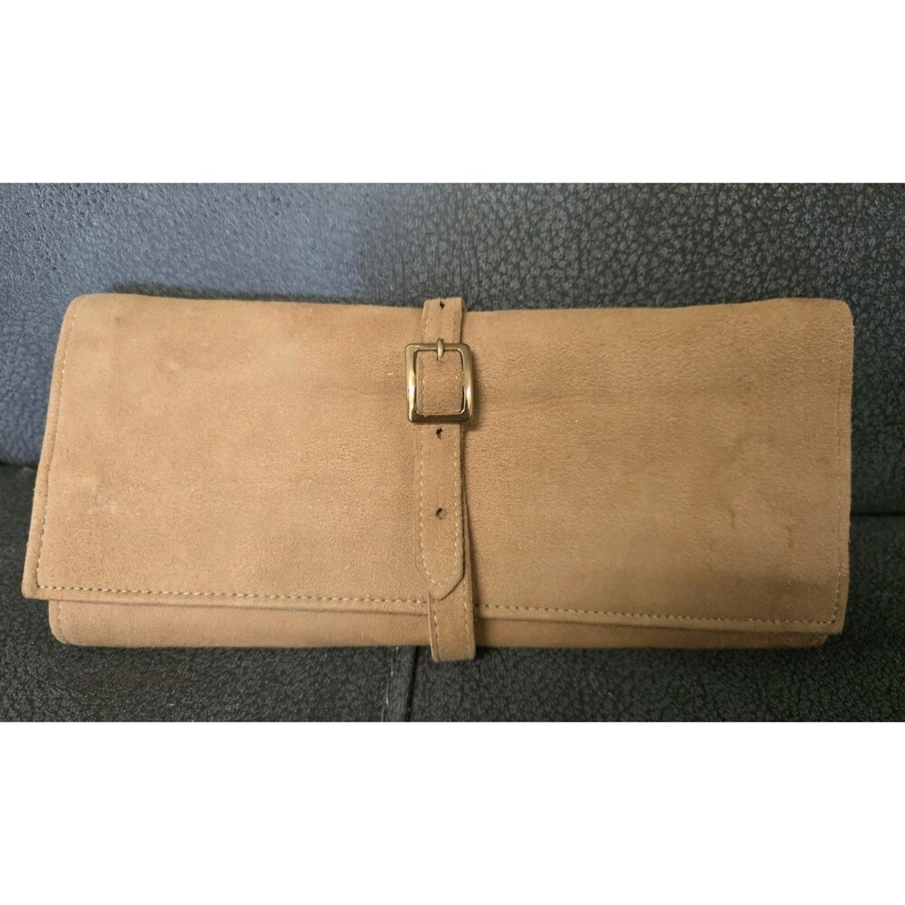 Lederer de Paris Vtg Tan Suede Folding Jewelry Organizer with Zippers Wallet?